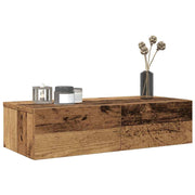 Wall shelf with drawers 60x26.5x15 cm treated wood old wood color