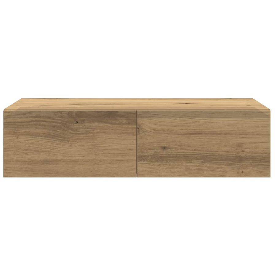 Wandschap Met Lades 60X26,5X15 Cm Bewerkt Hout Artisanaal Eiken 60 x 26.5 x 15 cm artisanaal eikenkleurig