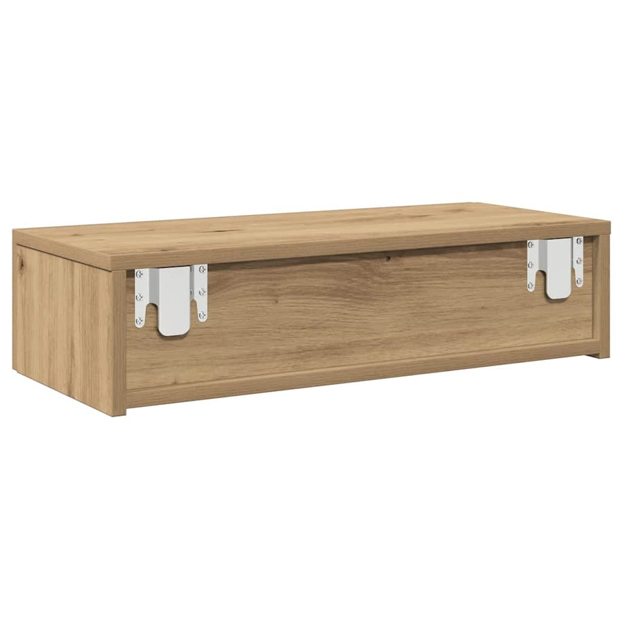 Wandschap Met Lades 60X26,5X15 Cm Bewerkt Hout Artisanaal Eiken 60 x 26.5 x 15 cm artisanaal eikenkleurig