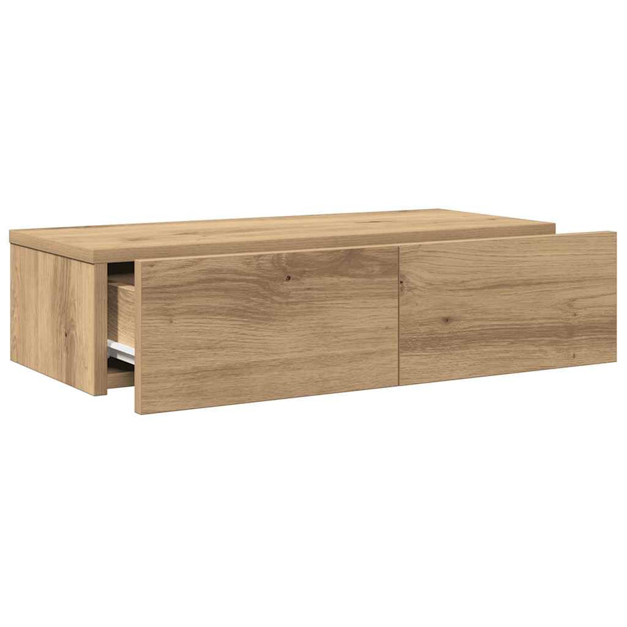 Wandschap Met Lades 60X26,5X15 Cm Bewerkt Hout Artisanaal Eiken 60 x 26.5 x 15 cm artisanaal eikenkleurig