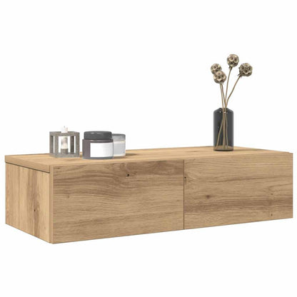 Wandschap Met Lades 60X26,5X15 Cm Bewerkt Hout Artisanaal Eiken 60 x 26.5 x 15 cm artisanaal eikenkleurig