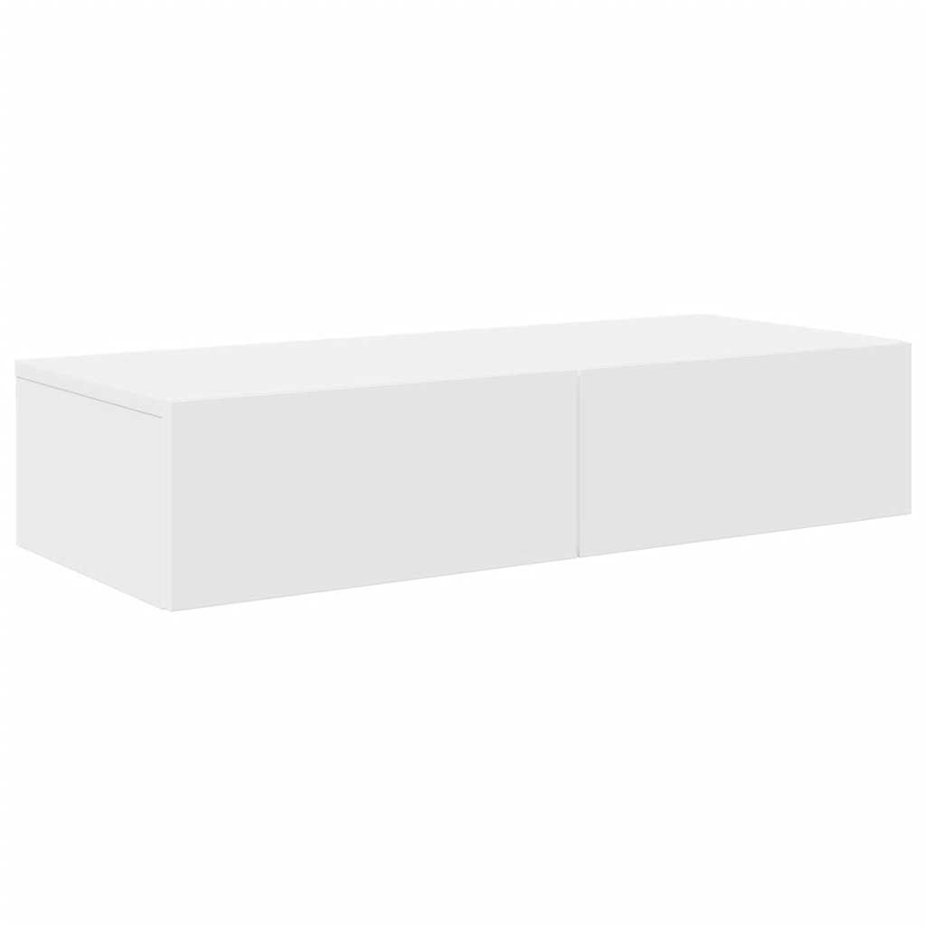 Wandschap Met Lades Bewerkt Hout 80 x 33 x 17 cm Wit