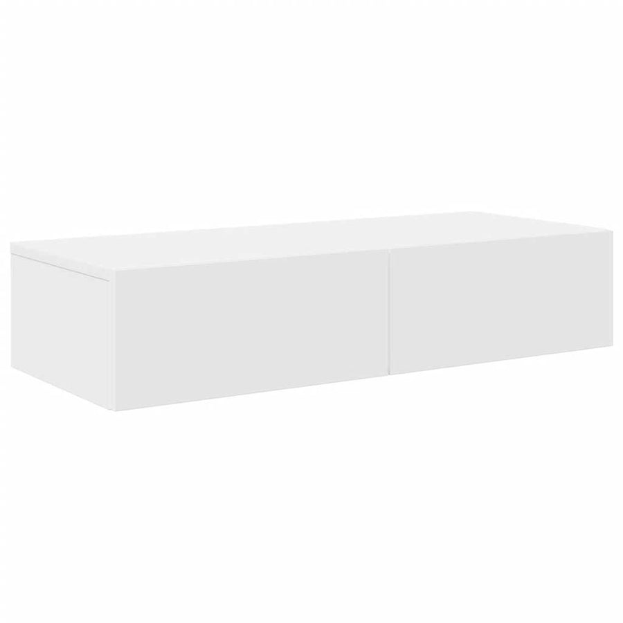 Wandschap Met Lades Bewerkt Hout 80 x 33 x 17 cm Wit