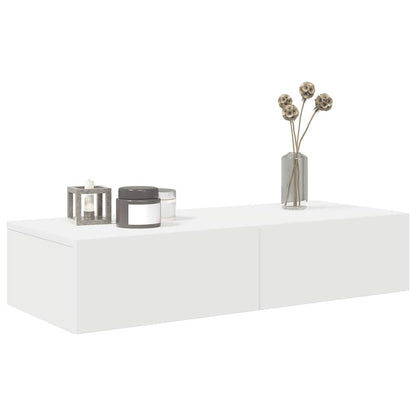Wandschap Met Lades Bewerkt Hout 80 x 33 x 17 cm Wit