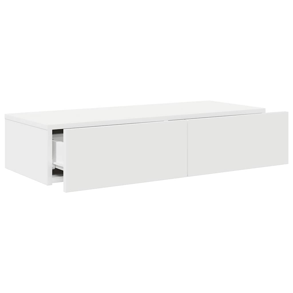 Wandschap Met Lades Bewerkt Hout 80 x 33 x 17 cm Wit