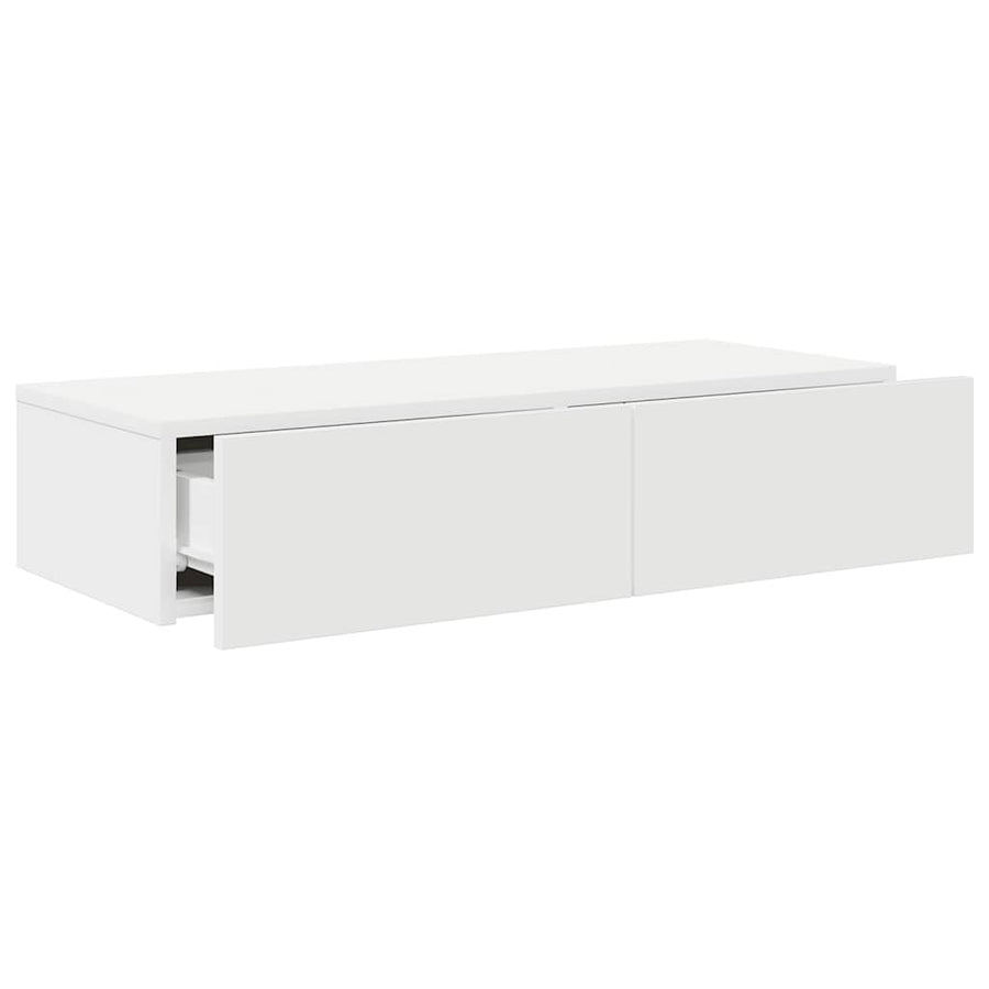 Wandschap Met Lades Bewerkt Hout 80 x 33 x 17 cm Wit