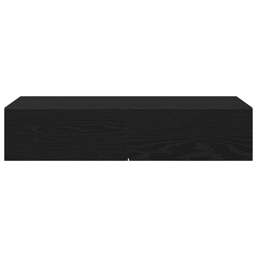 Wandschap met lades 80x33x17 cm bewerkt hout zwart