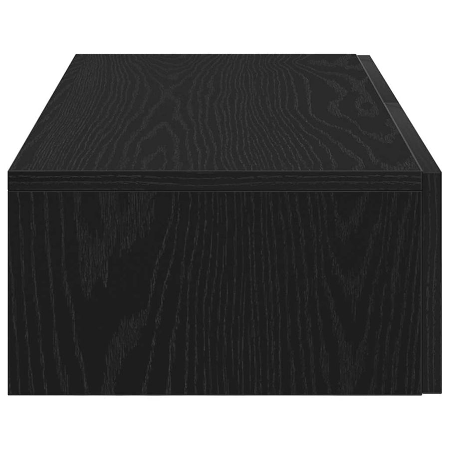Wandschap met lades 80x33x17 cm bewerkt hout zwart