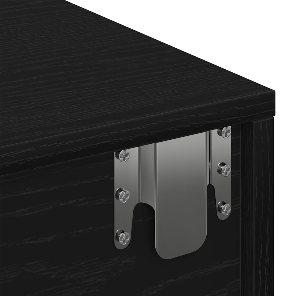 Wandschap met lades 80x33x17 cm bewerkt hout zwart