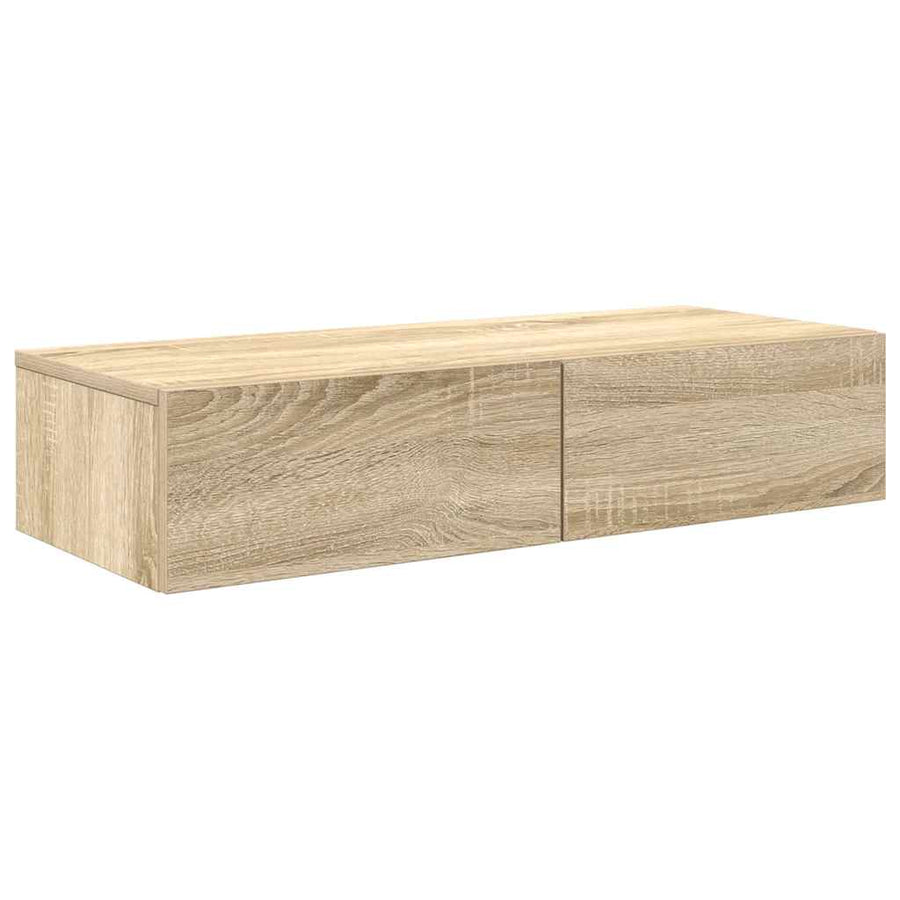 Wandschap Met Lades Bewerkt Hout Kleur 80 x 33 x 17 cm Sonoma eiken