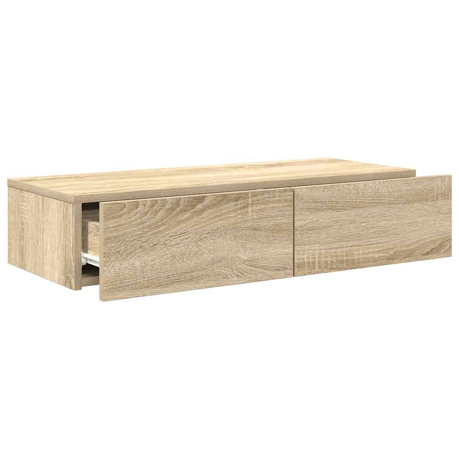 Wandschap Met Lades Bewerkt Hout Kleur 80 x 33 x 17 cm Sonoma eiken