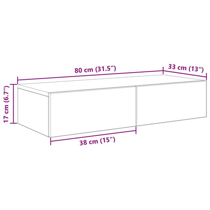 Wandschap Met Lades Bewerkt Hout Kleur 80 x 33 x 17 cm Sonoma eiken