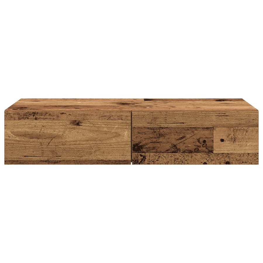 Wandschap Met Lades Bewerkt Hout Kleurig 80 x 33 x 17 cm Oud hout