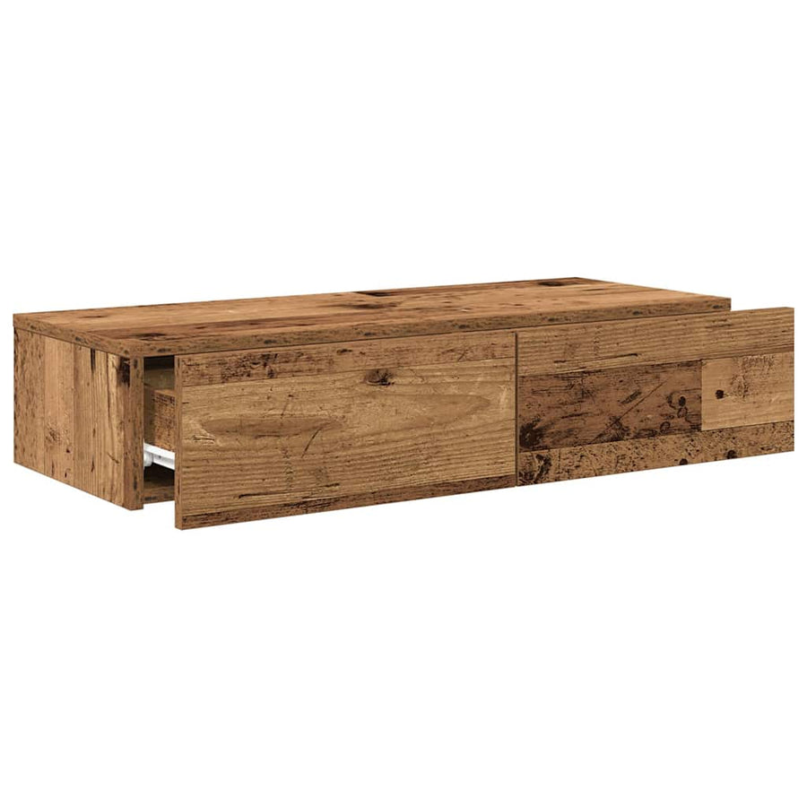 Wandschap Met Lades Bewerkt Hout Kleurig 80 x 33 x 17 cm Oud hout