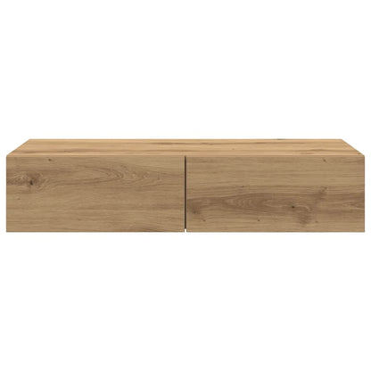 Wandschap Met Lades Bewerkt Hout Artisanaal Eiken 80 x 33 x 17 cm artisanaal eikenkleurig