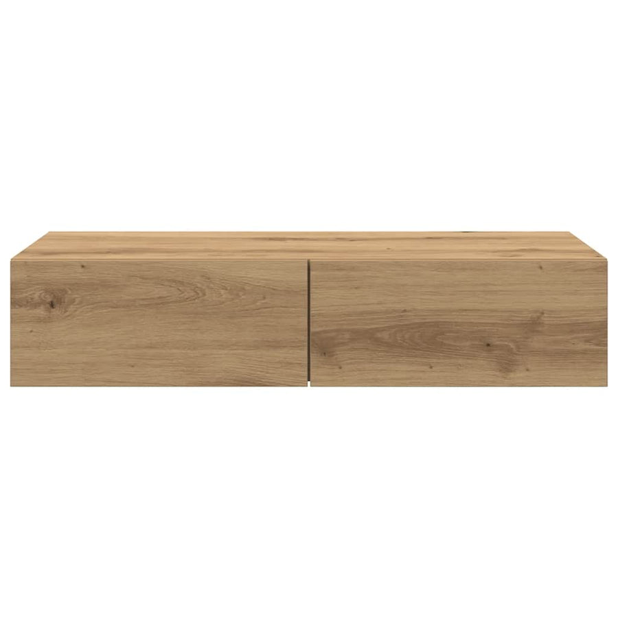Wandschap Met Lades Bewerkt Hout Artisanaal Eiken 80 x 33 x 17 cm artisanaal eikenkleurig