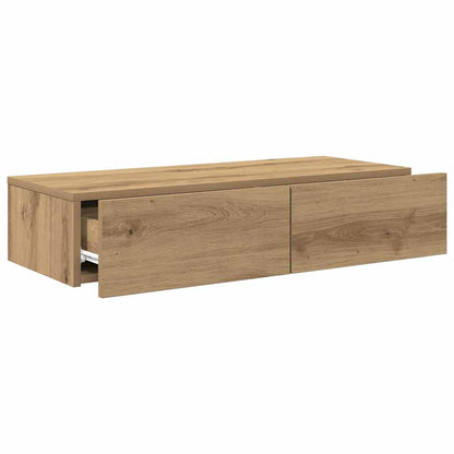 Wandschap Met Lades Bewerkt Hout Artisanaal Eiken 80 x 33 x 17 cm artisanaal eikenkleurig