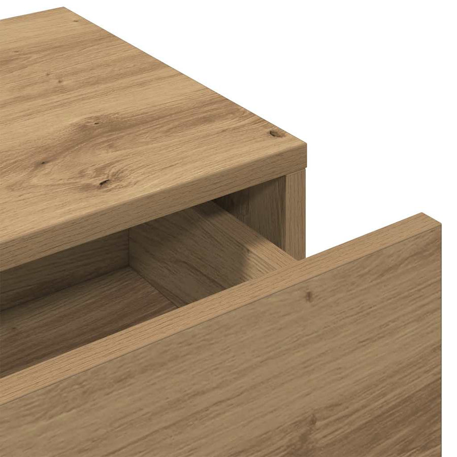 Wandschap Met Lades Bewerkt Hout Artisanaal Eiken 80 x 33 x 17 cm artisanaal eikenkleurig