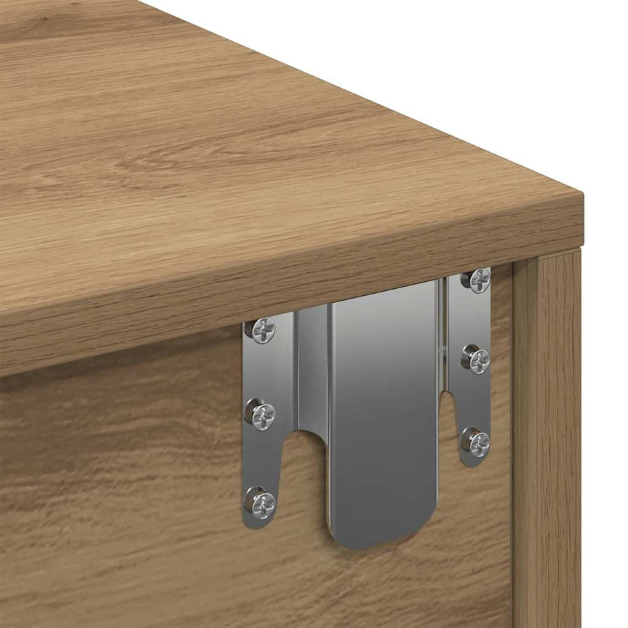 Wandschap Met Lades Bewerkt Hout Artisanaal Eiken 80 x 33 x 17 cm artisanaal eikenkleurig
