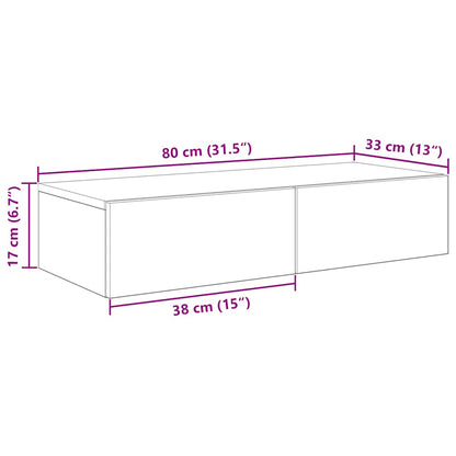 Wandschap Met Lades Bewerkt Hout Artisanaal Eiken 80 x 33 x 17 cm artisanaal eikenkleurig