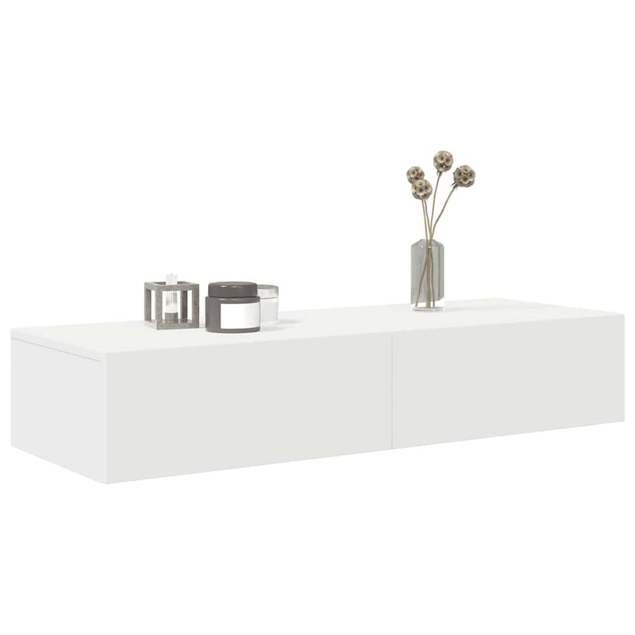 Wandschap Met Lades Bewerkt Hout 100 x 36 x 19 cm Wit