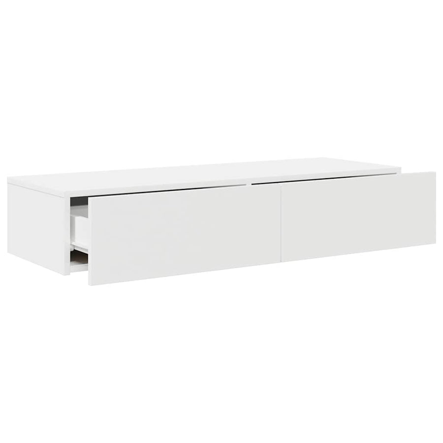 Wandschap Met Lades Bewerkt Hout 100 x 36 x 19 cm Wit