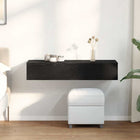 Wall shelf with drawers 100x36x19 cm treated wood black