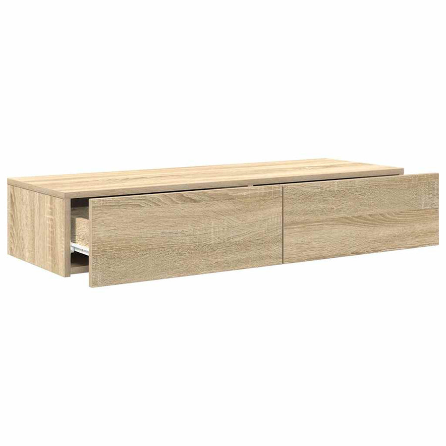 Wandschap Met Lades Bewerkt Hout Kleur 100 x 36 x 19 cm Sonoma eiken