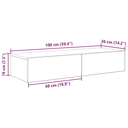 Wandschap Met Lades Bewerkt Hout Kleur 100 x 36 x 19 cm Sonoma eiken