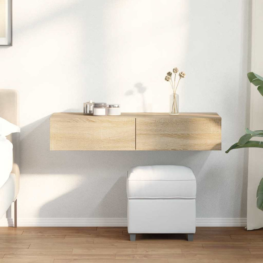 Wandschap Met Lades Bewerkt Hout Kleur 100 x 36 x 19 cm Sonoma eiken
