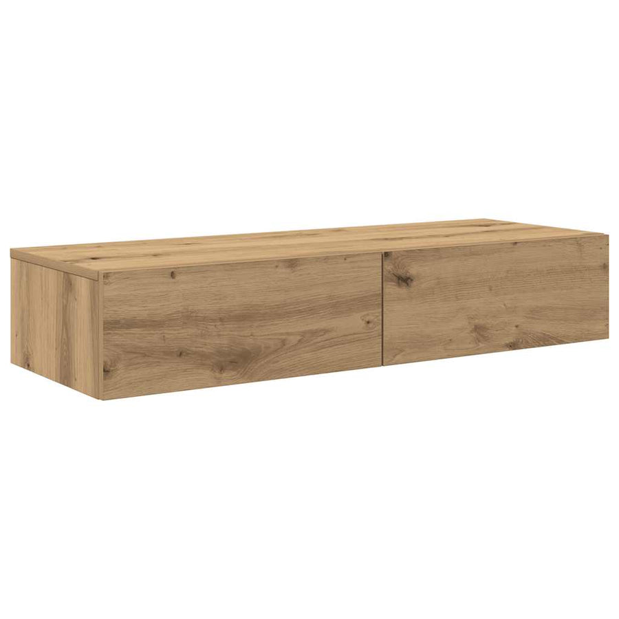 Wandschap Met Lades Bewerkt Hout Artisanaal Eiken 100 x 36 x 19 cm artisanaal eikenkleurig