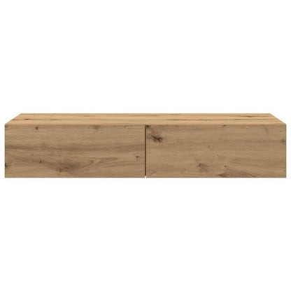Wandschap Met Lades Bewerkt Hout Artisanaal Eiken 100 x 36 x 19 cm artisanaal eikenkleurig