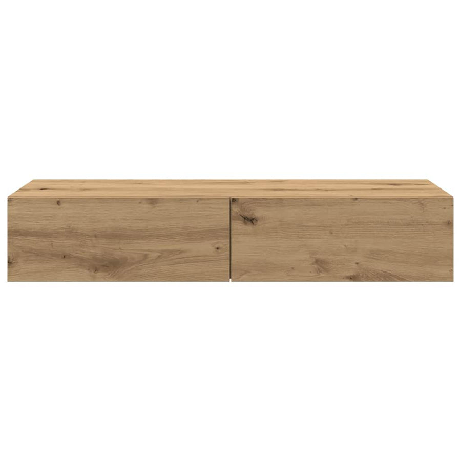 Wandschap Met Lades Bewerkt Hout Artisanaal Eiken 100 x 36 x 19 cm artisanaal eikenkleurig