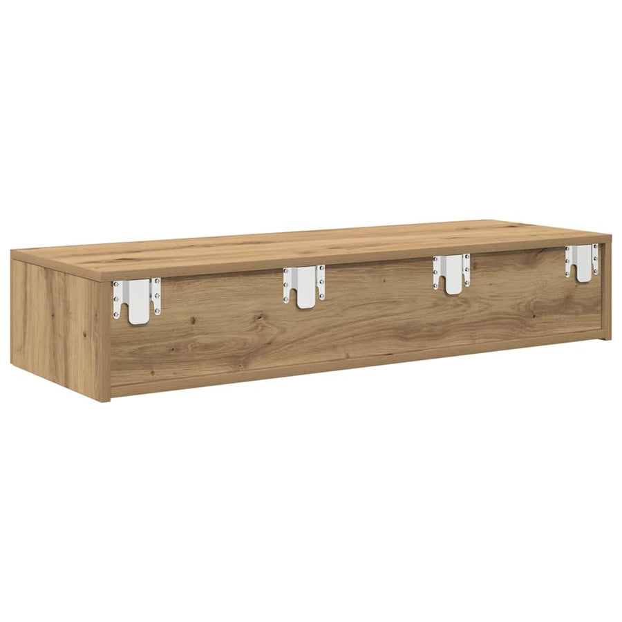 Wandschap Met Lades Bewerkt Hout Artisanaal Eiken 100 x 36 x 19 cm artisanaal eikenkleurig