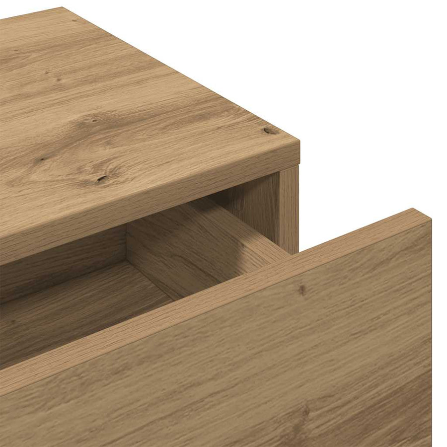 Wandschap Met Lades Bewerkt Hout Artisanaal Eiken 100 x 36 x 19 cm artisanaal eikenkleurig