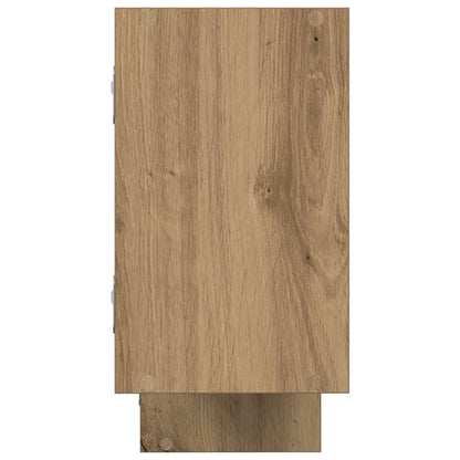 Wandschap kubus 5 vakken bewerkt hout artisanaal eikenkleurig