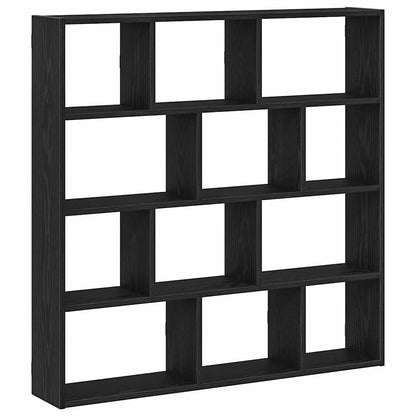 Wandschap kubus 12 vakken bewerkt hout zwart