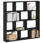Wall shelf cube 12 compartments treated wood black