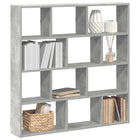 Wall shelf cube 12 compartments treated wood concrete grey