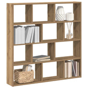 Wandplank kubus 12 vakken bewerkt hout eikenkleurig