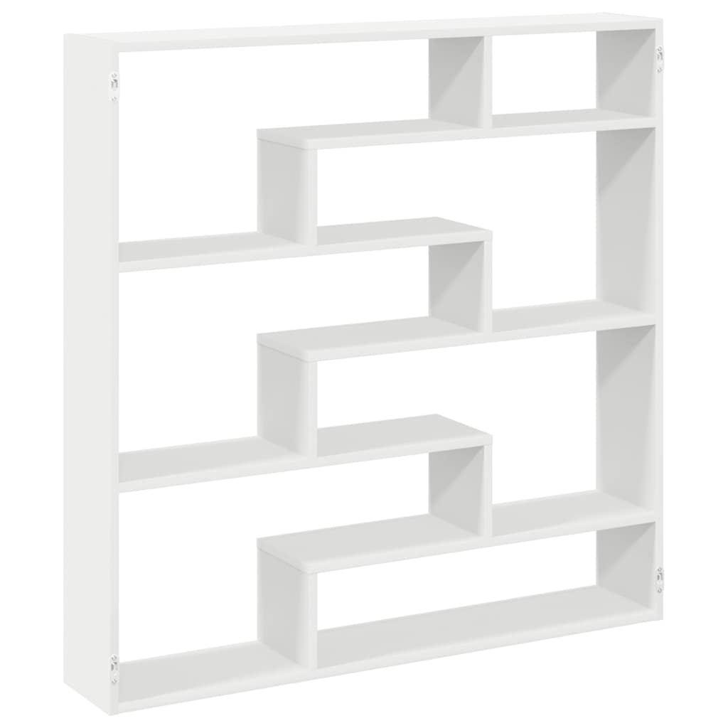Wandschap Kubus 7 Vakken Bewerkt Hout Wit