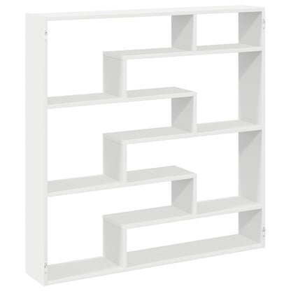 Wandschap Kubus 7 Vakken Bewerkt Hout Wit