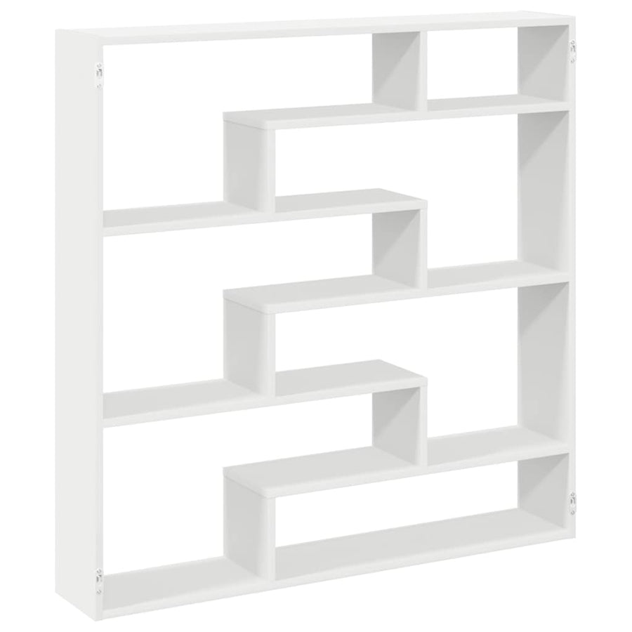 Wandschap Kubus 7 Vakken Bewerkt Hout Wit