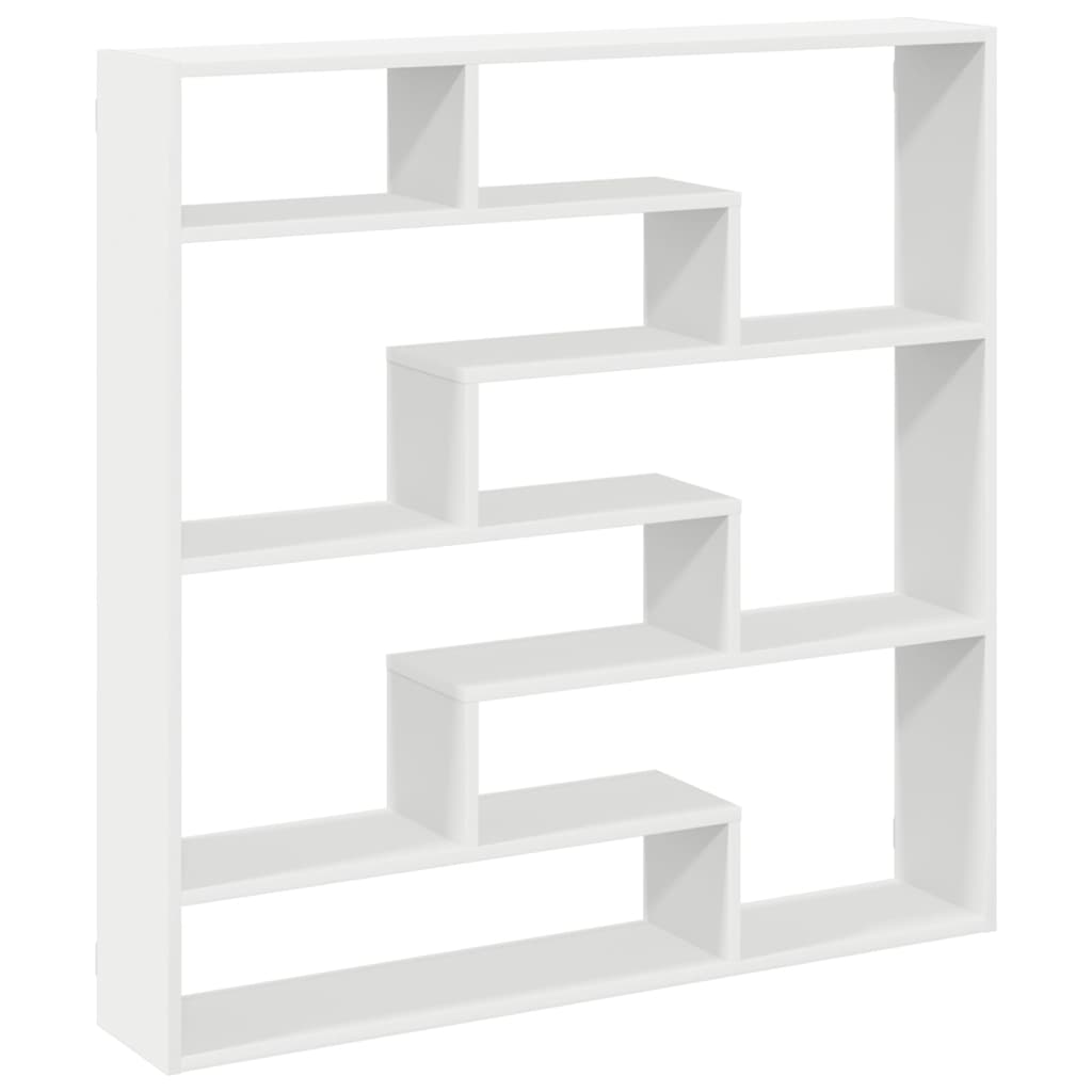 Wandschap Kubus 7 Vakken Bewerkt Hout Wit