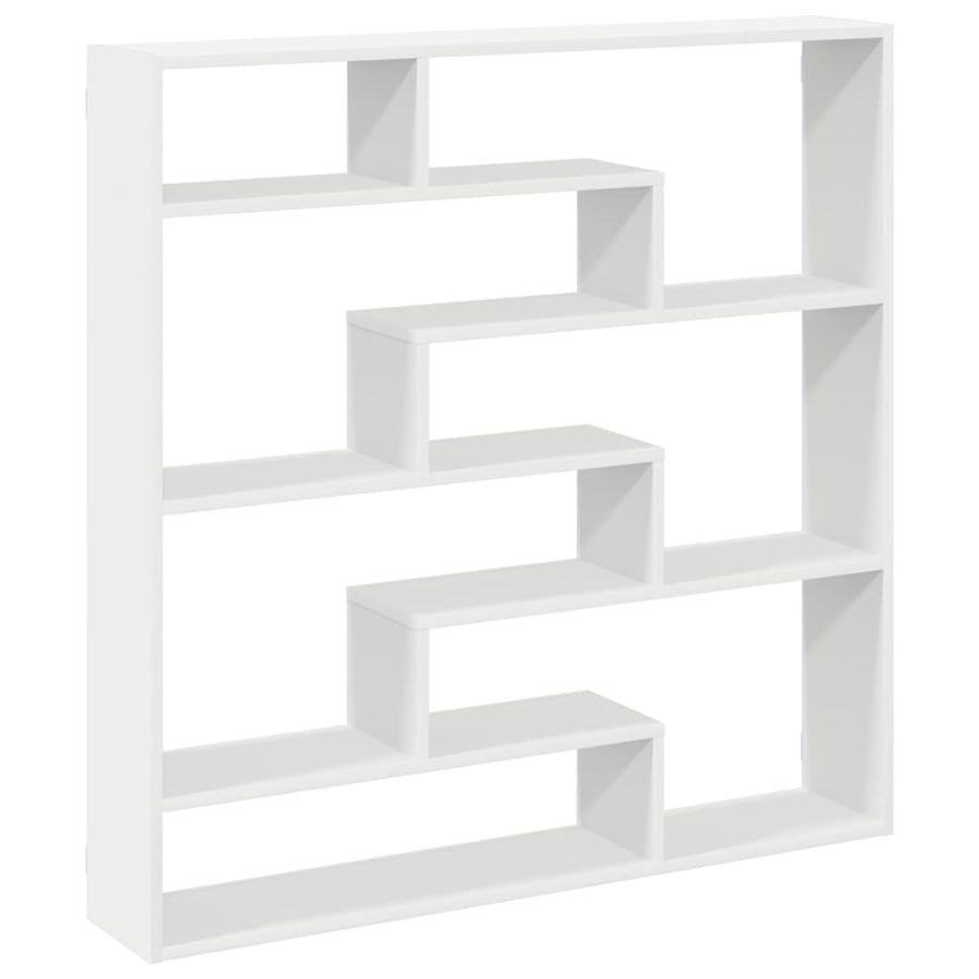 Wandschap Kubus 7 Vakken Bewerkt Hout Wit