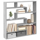 Wall shelf cube 7 compartments engineered wood gray Sonoma oak effect