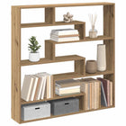 Wandschap kubus 7 vakken 100x18x100 cm bewerkt hout eikenkleurig