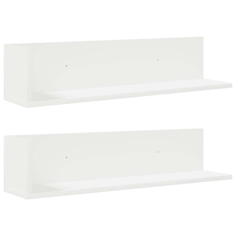 Wandschappen 2 st 75x16,5x16,5 cm bewerkt hout wit