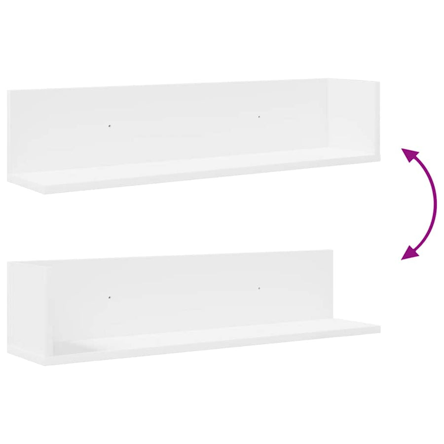 Wandschappen 2 st 75x16,5x16,5 cm bewerkt hout wit