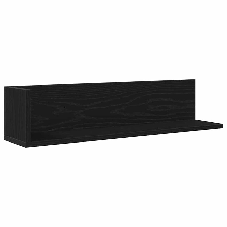 Wandschappen 2 st 75x16,5x16,5 cm bewerkt hout zwart